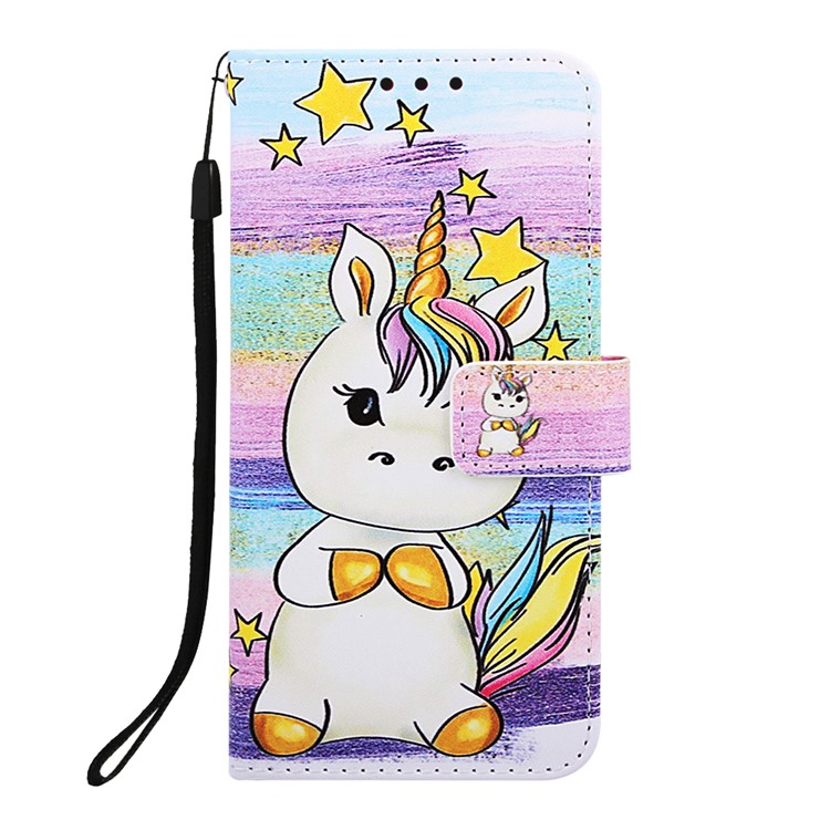 Musterdruck Brieftasche Ledertasche Für Samsung Galaxy A40 - Stern Und Einhorn-2