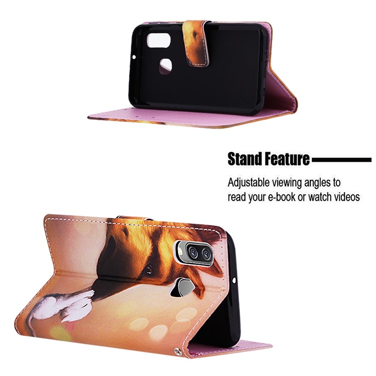 Support De Portefeuille En Cuir D'impression Modèle Pour Samsung Galaxy A40 - Chat Et Chien-4