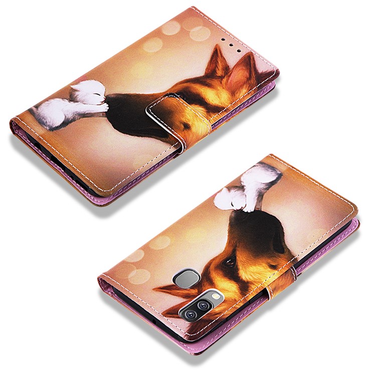 Support De Portefeuille En Cuir D'impression Modèle Pour Samsung Galaxy A40 - Chat Et Chien-7