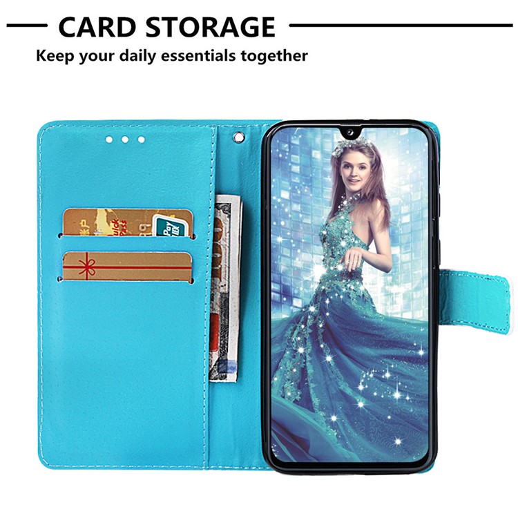 Pattern Printing Wallet Leather Stand Case for Samsung Galaxy A40 - Wave-6