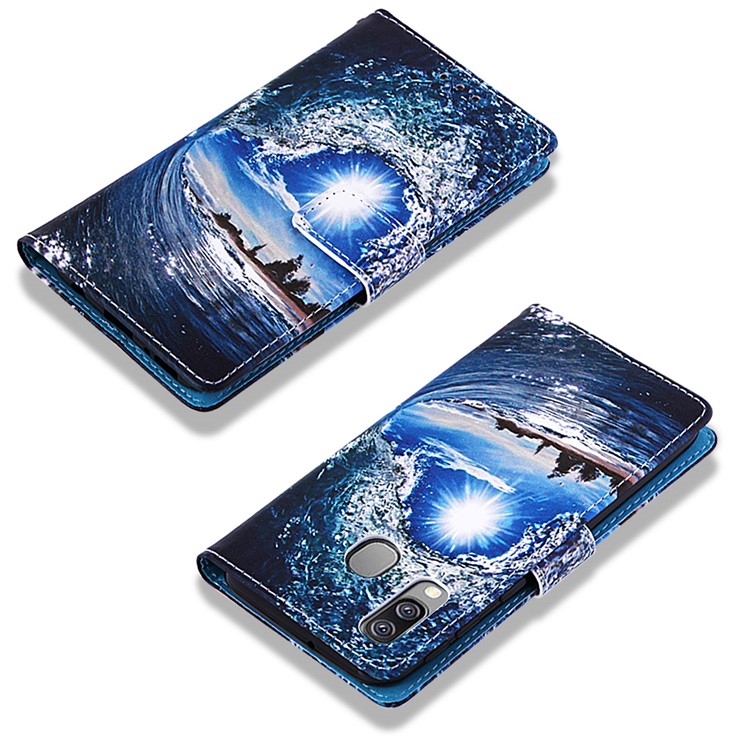 Pattern Printing Wallet Leather Stand Case for Samsung Galaxy A40 - Wave-7