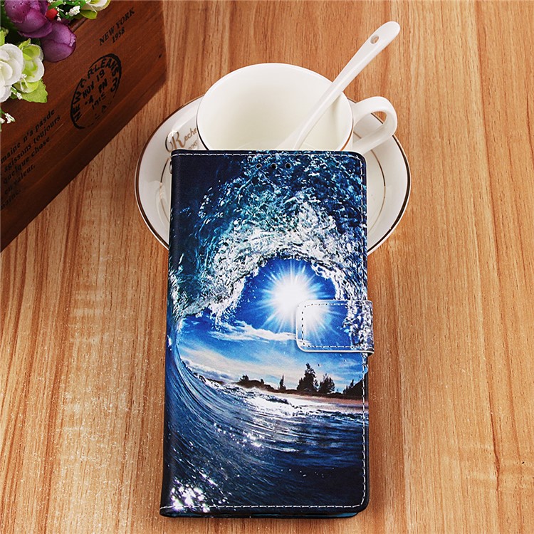 Pattern Printing Wallet Leather Stand Case for Samsung Galaxy A40 - Wave-8