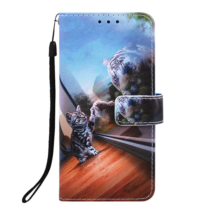 Pattern Printing Wallet Leather Stand Case for Samsung Galaxy A40 - Cat and Tiger-2