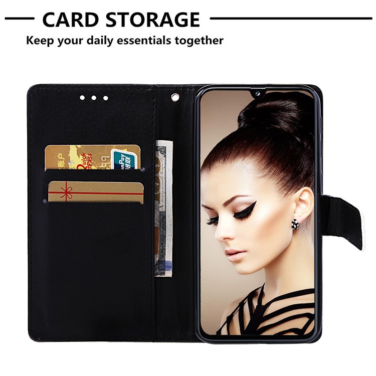 Pattern Printing Wallet Leather Stand Case for Samsung Galaxy A40 - Vivid Flower-6