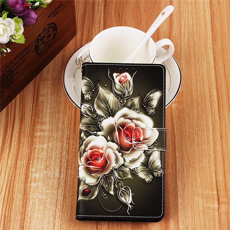 Pattern Printing Wallet Leather Stand Case for Samsung Galaxy A40 - Vivid Flower-8