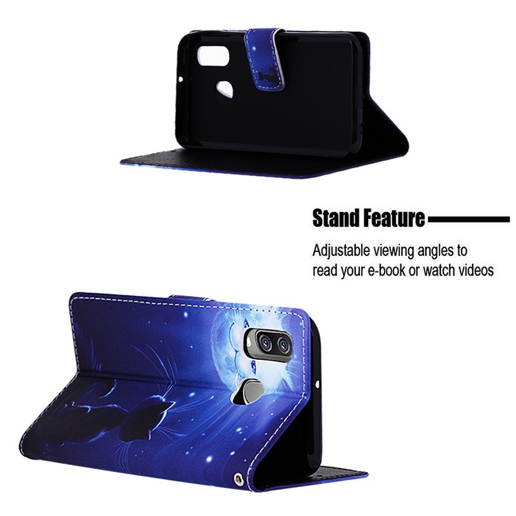 Pattern Printing Wallet Leather Stand Case for Samsung Galaxy A40 - Cat-4
