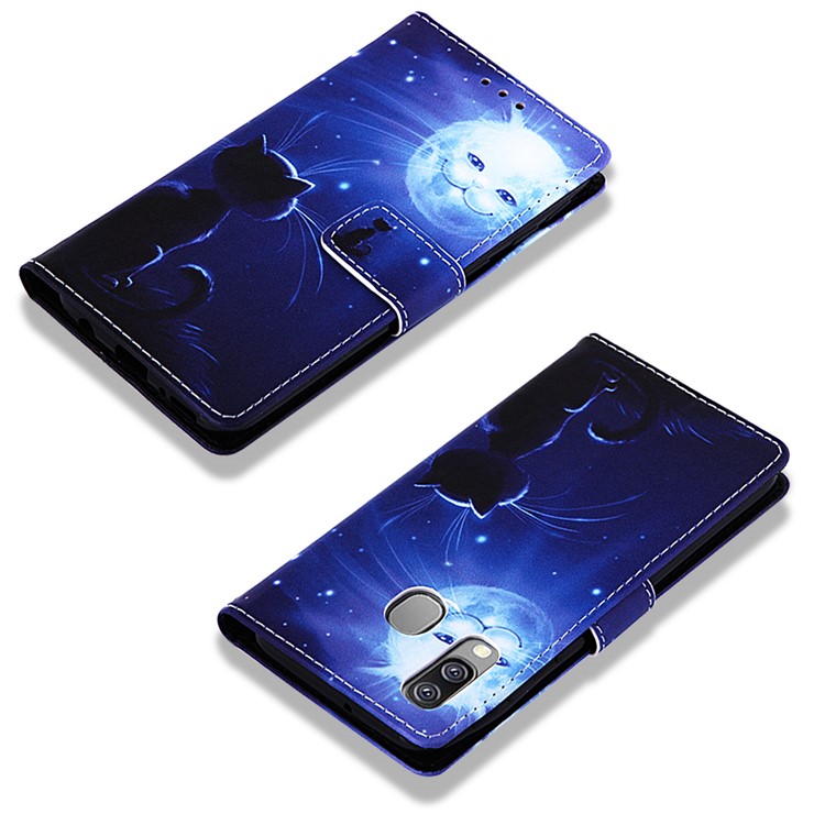 Pattern Printing Wallet Leather Stand Case for Samsung Galaxy A40 - Cat-7