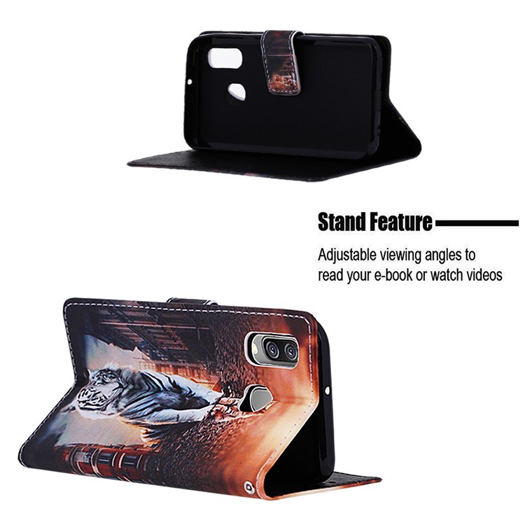 Pattern Printing Wallet Leather Stand Case for Samsung Galaxy A40 - Reflection In The Water-4
