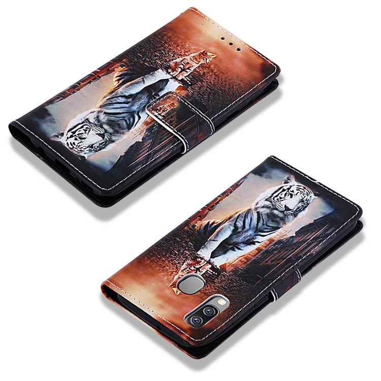 Pattern Printing Wallet Leather Stand Case for Samsung Galaxy A40 - Reflection In The Water-7
