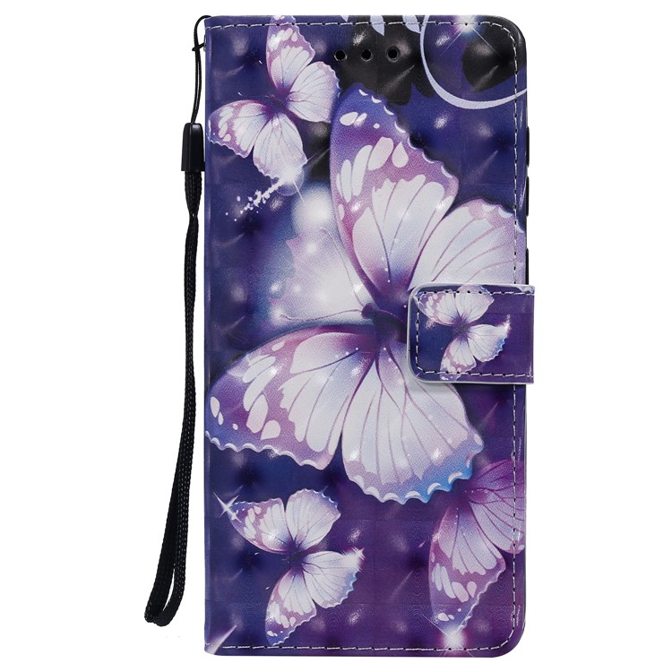 Pattern Printing Leather Wallet Stand Case for Samsung Galaxy A70 - Purple Butterflies-2