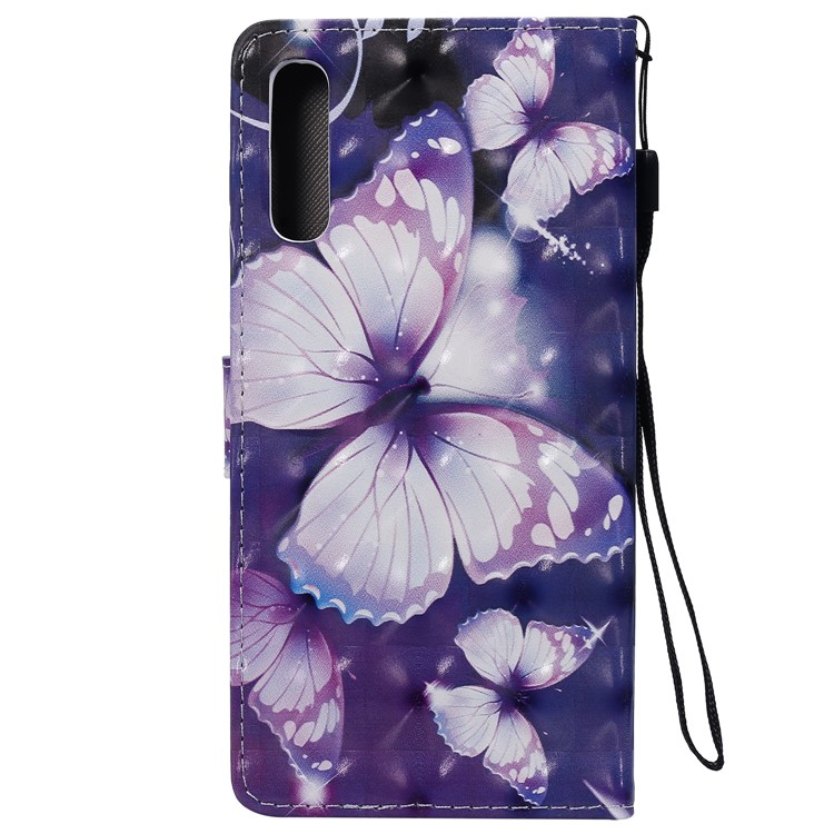 Pattern Printing Leather Wallet Stand Case for Samsung Galaxy A70 - Purple Butterflies-3