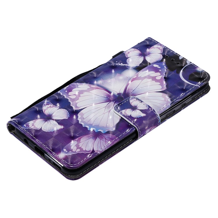 Pattern Printing Leather Wallet Stand Case for Samsung Galaxy A70 - Purple Butterflies-5