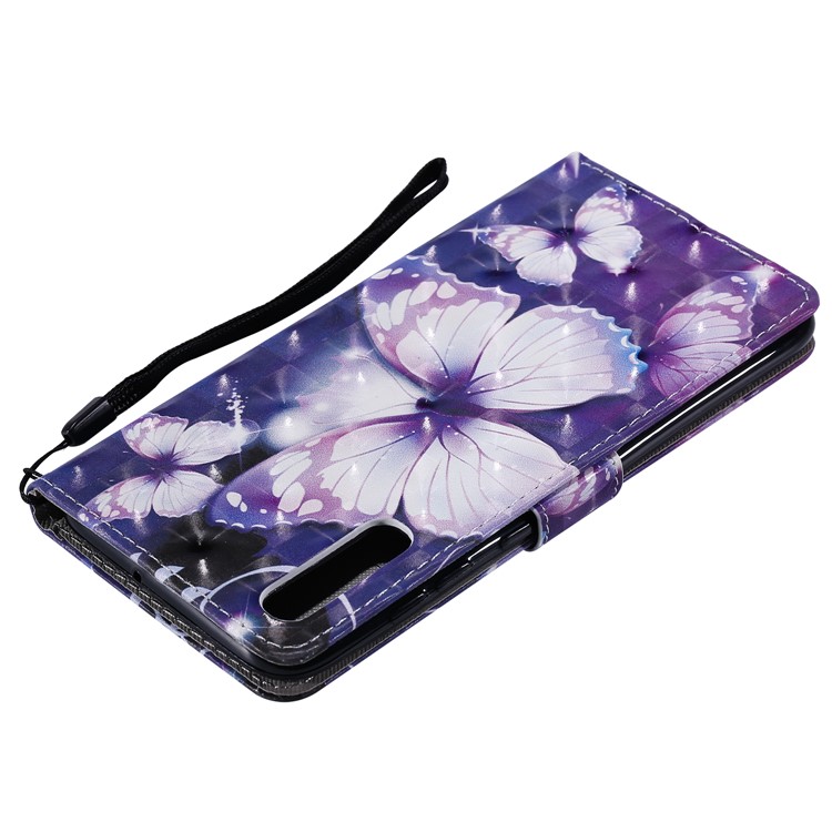 Pattern Printing Leather Wallet Stand Case for Samsung Galaxy A70 - Purple Butterflies-6