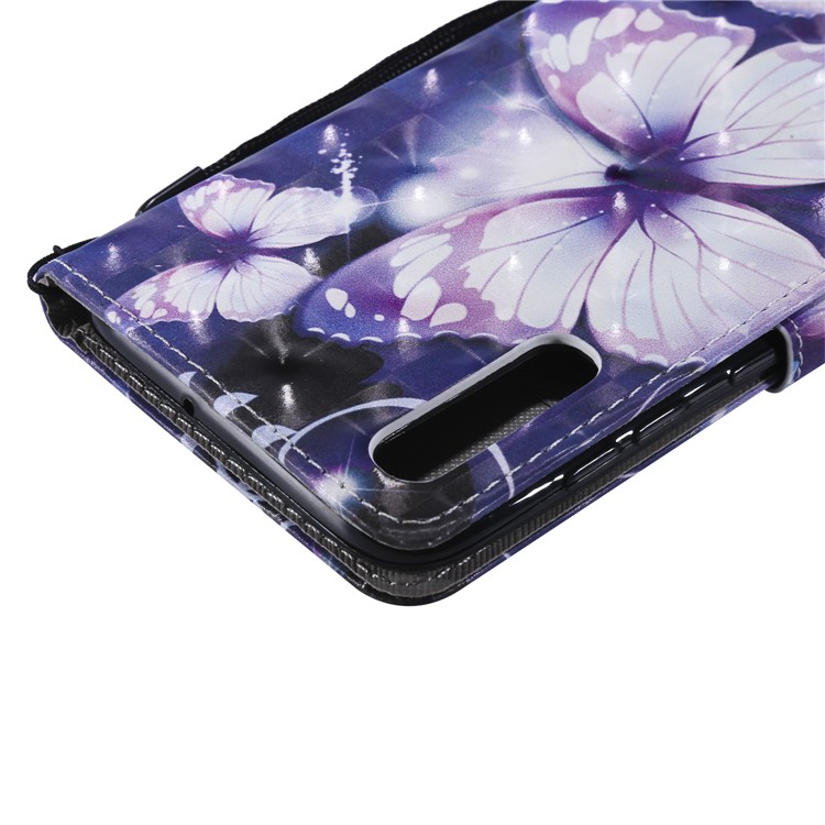Pattern Printing Leather Wallet Stand Case for Samsung Galaxy A70 - Purple Butterflies-8