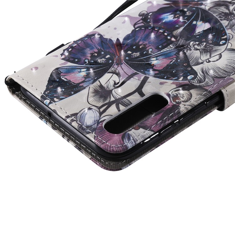 Pattern Printing Leather Wallet Stand Case for Samsung Galaxy A70 - Black Butterflies-8