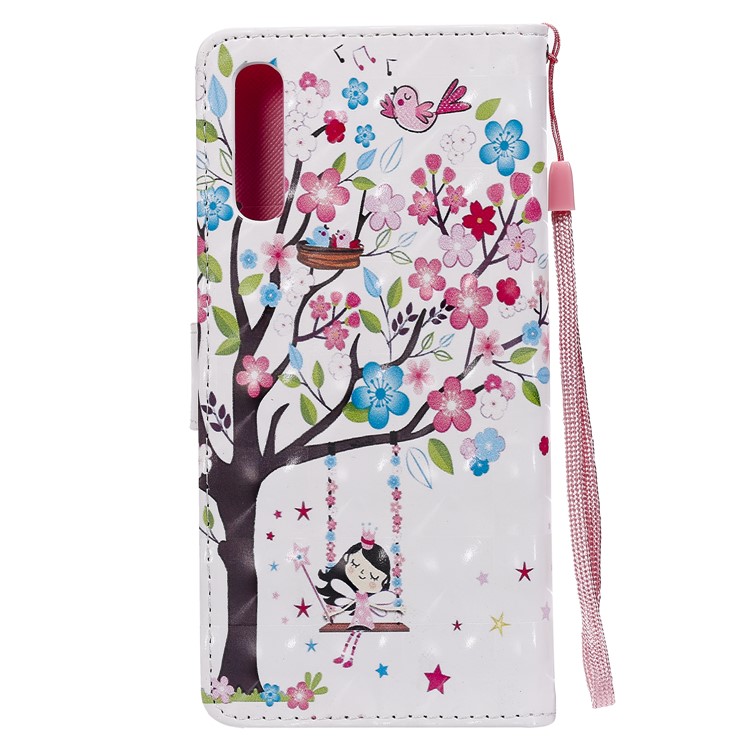 Estojo De Couro Carteira Padrão De Impressão Estande Para Samsung Galaxy A70 - Árvores Coloridas-3