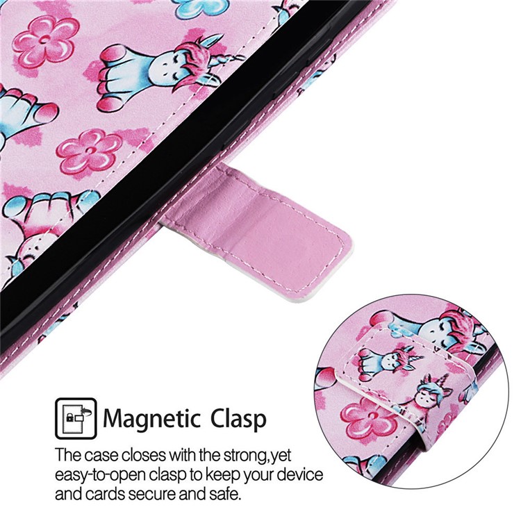Pattern Printing Wallet Stand Leather Cover for Samsung Galaxy A50 / A50s / A30s - Unicorns and Flower-5
