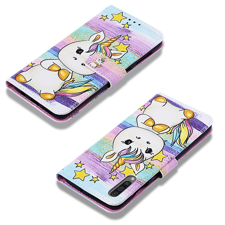 Pattern Printing Wallet Stand Leather Cover for Samsung Galaxy A50 / A50s / A30s - Star and Unicorn-7