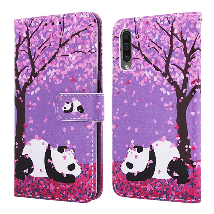Pattern Printing Wallet Stand Leather Cover for Samsung Galaxy A50 / A50s / A30s - Panda Under The Tree-3