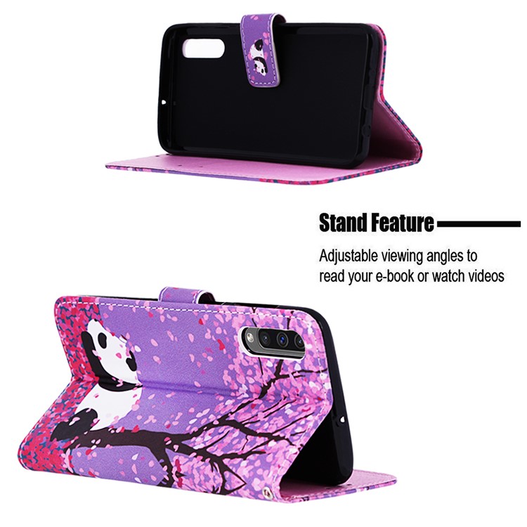 Pattern Printing Wallet Stand Leather Cover for Samsung Galaxy A50 / A50s / A30s - Panda Under The Tree-4