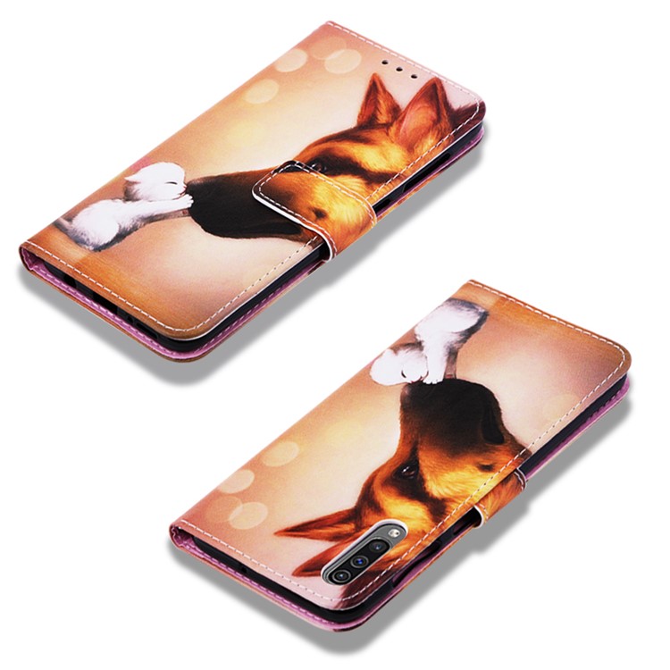 Pattern Printing Wallet Stand Leather Cover for Samsung Galaxy A50 / A50s / A30s - Cat and Dog-7