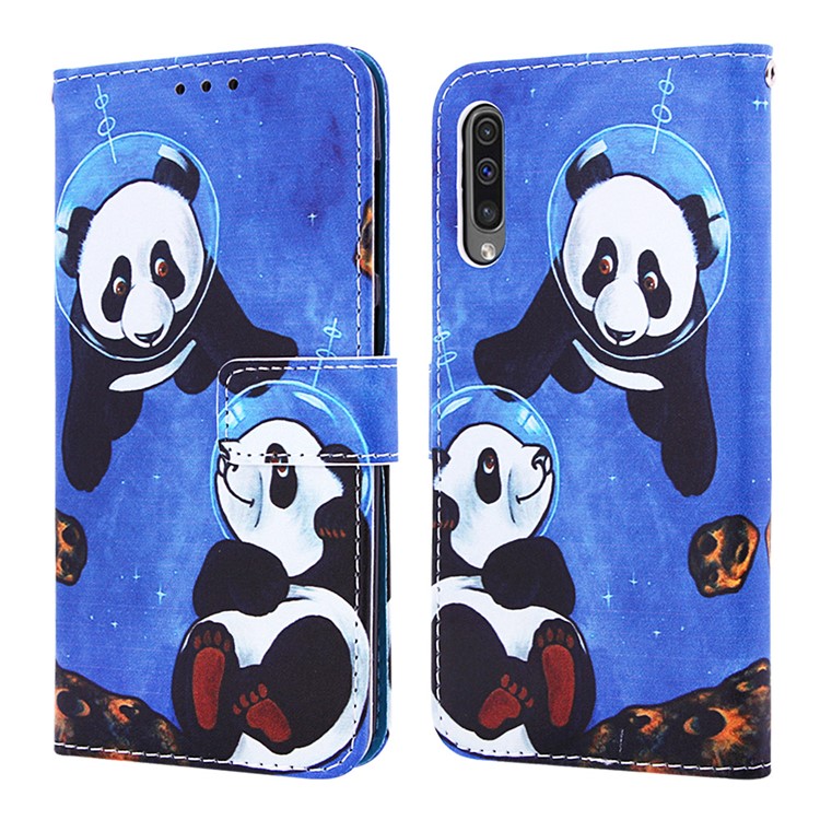 Pattern Printing Wallet Stand Leather Cover for Samsung Galaxy A50 / A50s / A30s - Two Pandas-4