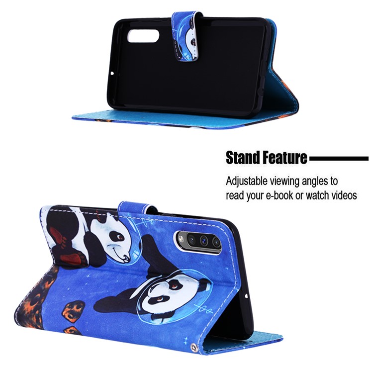 Pattern Printing Wallet Stand Leather Cover for Samsung Galaxy A50 / A50s / A30s - Two Pandas-5