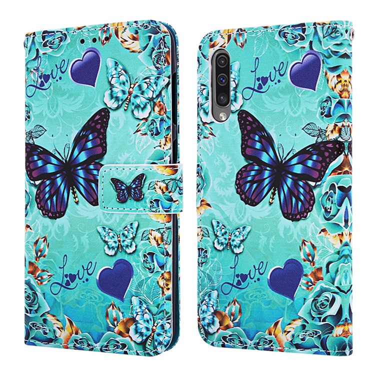 Pattern Printing Wallet Stand Leather Cover for Samsung Galaxy A50 / A50s / A30s - Butterflies-3