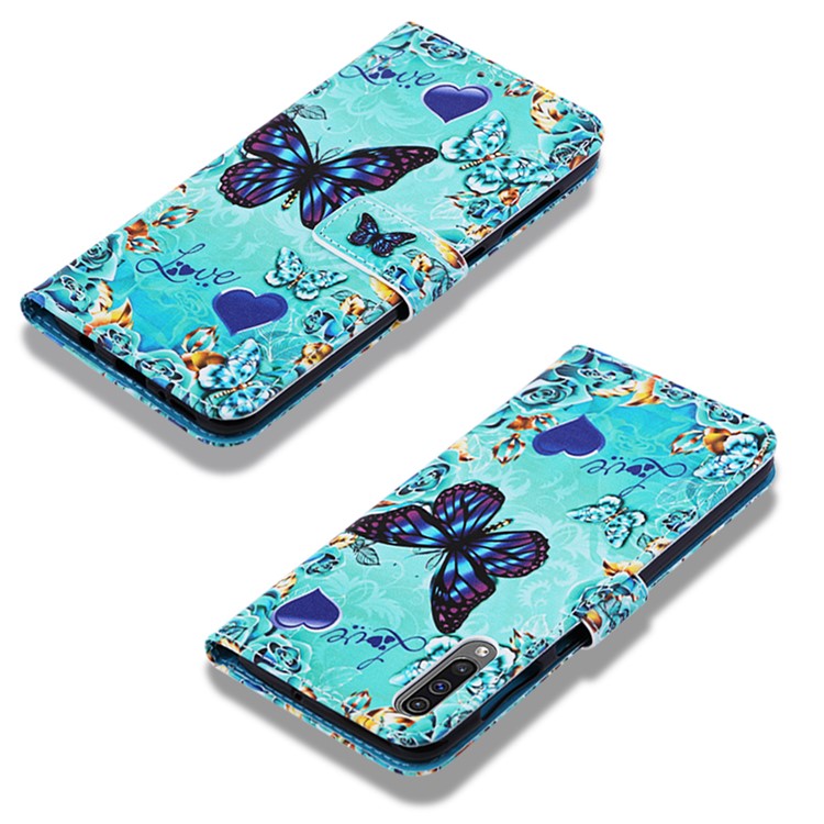 Pattern Printing Wallet Stand Leather Cover for Samsung Galaxy A50 / A50s / A30s - Butterflies-7