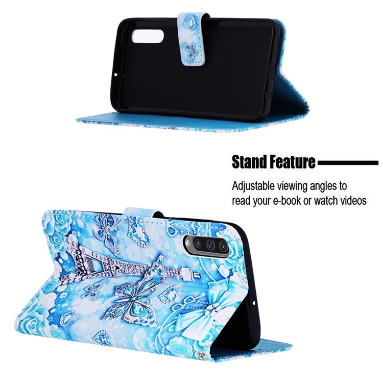 Pattern Printing Wallet Stand Leather Cover for Samsung Galaxy A50 / A50s / A30s - Eiffel Tower-4