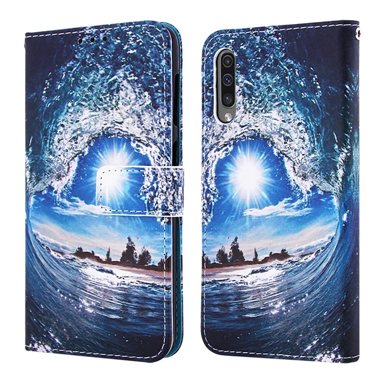 Pattern Printing Wallet Stand Leather Cover for Samsung Galaxy A50 / A50s / A30s - Wave-3