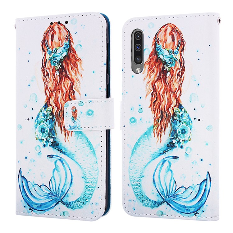 Pattern Printing Wallet Stand Leather Cover for Samsung Galaxy A50 / A50s / A30s - Mermaid-3