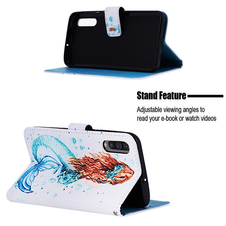 Pattern Printing Wallet Stand Leather Cover for Samsung Galaxy A50 / A50s / A30s - Mermaid-4