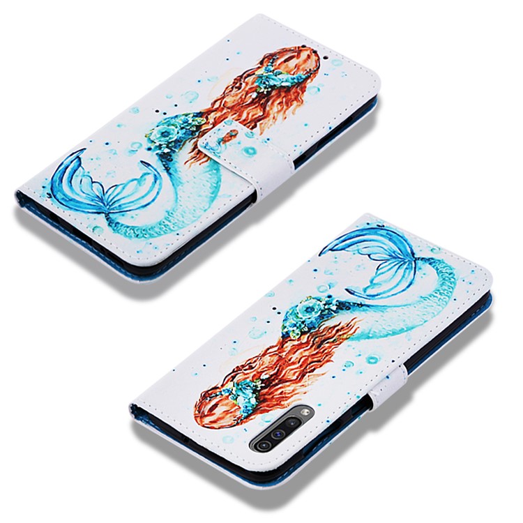 Pattern Printing Wallet Stand Leather Cover for Samsung Galaxy A50 / A50s / A30s - Mermaid-7
