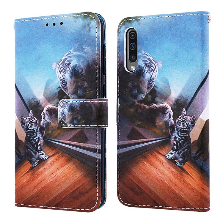 Pattern Printing Wallet Stand Leather Cover for Samsung Galaxy A50 / A50s / A30s - Cat and Tiger-3