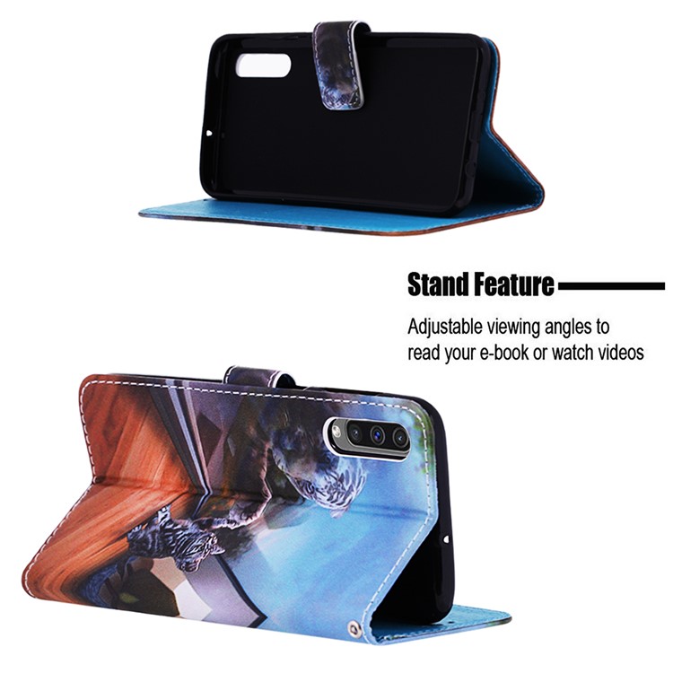 Pattern Printing Wallet Stand Leather Cover for Samsung Galaxy A50 / A50s / A30s - Cat and Tiger-4