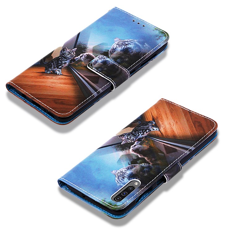 Pattern Printing Wallet Stand Leather Cover for Samsung Galaxy A50 / A50s / A30s - Cat and Tiger-7