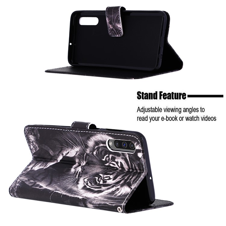 Pattern Printing Wallet Stand Leather Cover for Samsung Galaxy A50 / A50s / A30s - Tiger-4