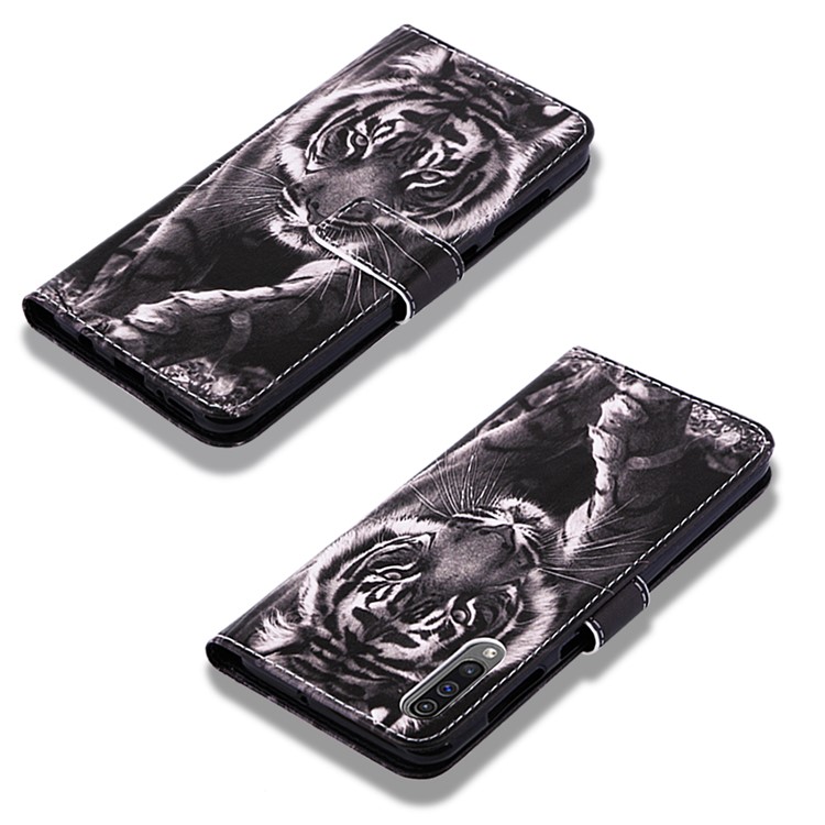 Pattern Printing Wallet Stand Leather Cover for Samsung Galaxy A50 / A50s / A30s - Tiger-7