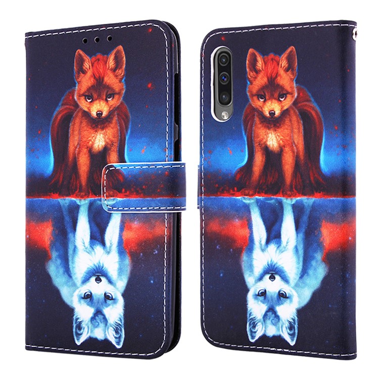 Pattern Printing Wallet Stand Leather Cover for Samsung Galaxy A50 / A50s / A30s - Fox-3