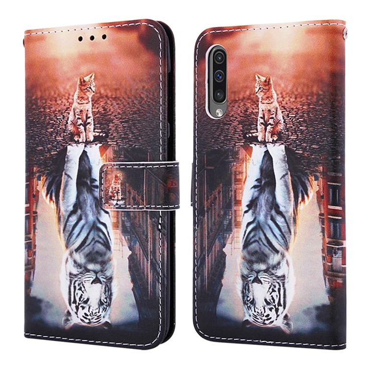Pattern Printing Wallet Stand Leather Cover for Samsung Galaxy A50 / A50s / A30s - Reflection In The Water-3