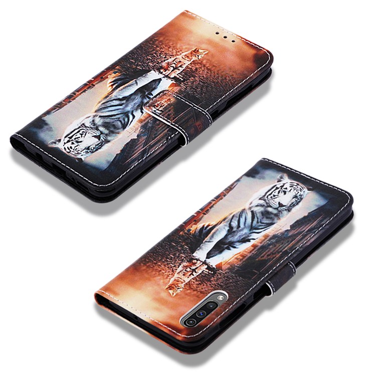 Pattern Printing Wallet Stand Leather Cover for Samsung Galaxy A50 / A50s / A30s - Reflection In The Water-7