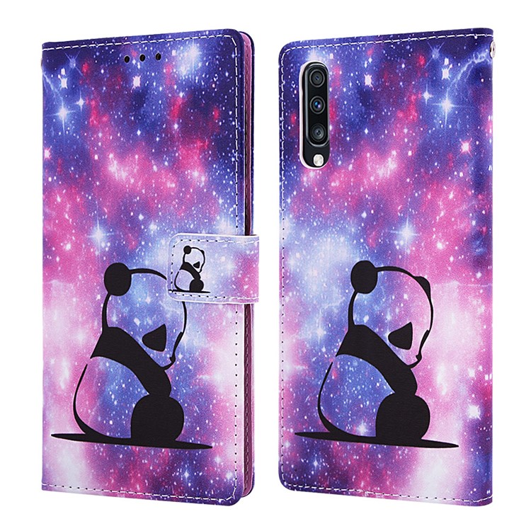Pattern Printing Wallet Stand Leather Case for Samsung Galaxy A70 - Panda-3