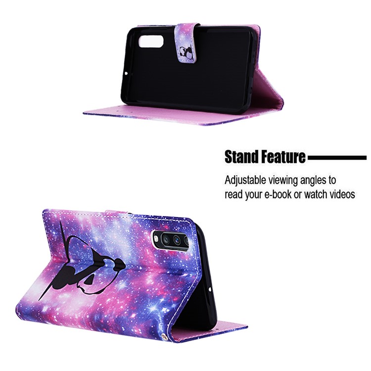 Pattern Printing Wallet Stand Leather Case for Samsung Galaxy A70 - Panda-4