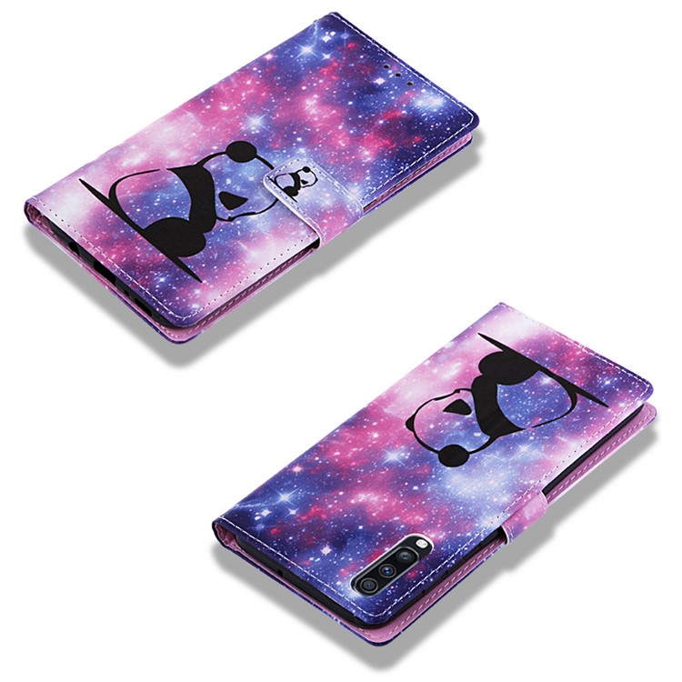 Pattern Printing Wallet Stand Leather Case for Samsung Galaxy A70 - Panda-7