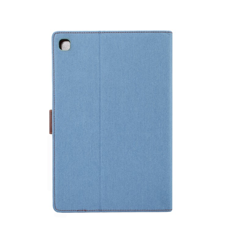 Jeans Cloth Leather Wallet Stand Protection Tablet Cover for Samsung Galaxy Tab S5e SM-T720 / T725 - Baby Blue-3