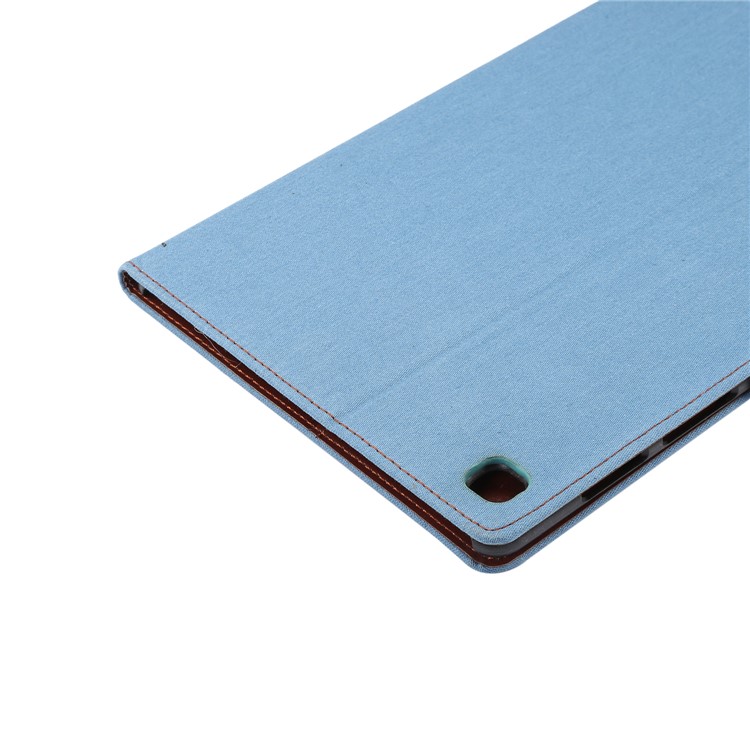 Jeans Cloth Leather Wallet Stand Protection Tablet Cover for Samsung Galaxy Tab S5e SM-T720 / T725 - Baby Blue-6