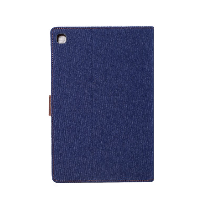 Jeans Cloth Leather Wallet Stand Protection Tablet Cover for Samsung Galaxy Tab S5e SM-T720 / T725 - Dark Blue-3