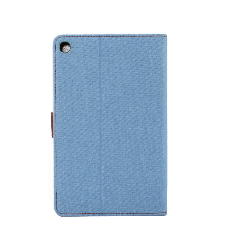 Jeans Cloth Leather Wallet Stand Protection Tablet Cover for Samsung Galaxy Tab A 8 (2019) - Baby Blue-3