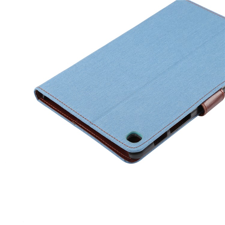 Jeans Cloth Leather Wallet Stand Protection Tablet Cover for Samsung Galaxy Tab A 8 (2019) - Baby Blue-6